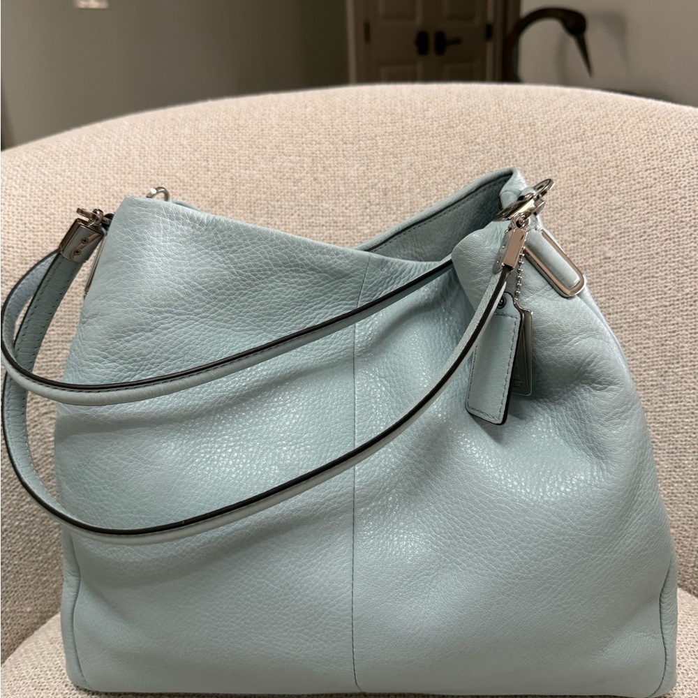 Coach Pebble Leather Hobo Bag in Light Blue NEVER WORN